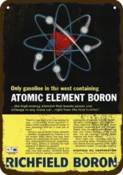 1966 RICHFIELD Atomic Element Boron Gas Vntg-Look DECORATIVE REPLICA METAL SIGN