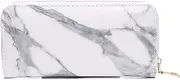[JIZHYMI] Marble Wallets for Men Women Unisex Fashion Travel Purse Rfid Blocking Clutch PU Leather Clips Cash,Phone,Card,ID Holder Zip Around Wallet, white, Auto
