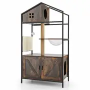 Costway 150cm Cat Tree Tower Litter Box Enclosure Pet Condo House w/Scratching Posts Scratcher & Dangling Ball