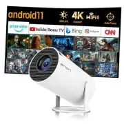 HY300 PRO Mini Portable Projector, Support 4K 1080P with Dual-Band WIFI6 white