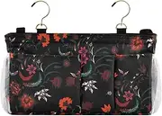 Amooorous Bedside Storage Caddy For Dorm Bedside Storage Bag With Pockets Hanging Organizer for Bunk Dorm Rooms and Hospital Bed Rails Red Boho Crushed Flower