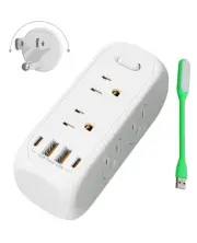 USB Outlet Extender Surge Protector - with Rotating Plug, 6 AC Multi Plug and...