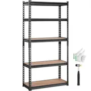 VEVOR Storage Shelving Unit, 5-Tier Adjustable, 907 kg Capacity, Heavy Duty Garage Shelves Metal Organizer Utility Rack, Black, 75L x 30W x 152H cm fo