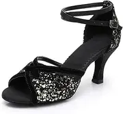 [FARZAH] Practice Ballroom Dance Shoes Dance Heel Women Latin Dance Shoe Standard Modern Tango Ballroom Salsa Party Ankle Strap Heel