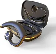 ESSONIO Hands-Free Bluetooth Ear Headset Hands-Free Kit for Car Bone Sound Headphones with Microphone Ergonomic Waterproof Business Office Driving Videos and Games Apps (Gold)