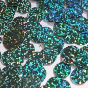 Round Flat Sequin 12mm Top Hole Light Sapphire Blue Hologram Glitter Sparkle