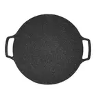 35cm Thick Cast Iron Frying Pan Flat Pancake Griddle Non-Stick Bbq Grill9936