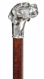 SILVER PLATED LABRADOR RETRIEVER WALKING STICK - WALKING CANE - MADE IN ITALY