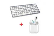 Gift Pack - Wireless Bluetooth Keyboard Plus Wireless Mini Earphones with Wireless Charging Case