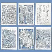 TIAMECH 6 Pieces Abstract Geometry Texture Stencils for Painting Reusable Hollow Leaves Lines Layering Stencil DIY Scrapbook Coloring Decorative A4 Size Templates