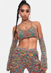 [Jaded London] Spacedye Knit Crop Top With Matching Sleeves