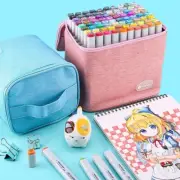 36/48Pcs Marker Pen Case With Base Storage Portable Canvas Zipper Stationary Bag