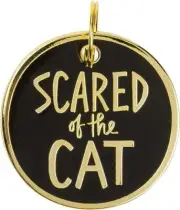 Primitives by Kathy Metal Enamel Dog Collar Charm SCARED OF THE CAT Brand New