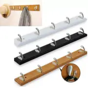 5-Hooks Natural Wooden Coat Rack Wall/Door Hook Hanger Mounted