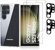 [JOYCHER] for Galaxy S23 Ultra Case, with 2Pcs Camera Lens Protector&2 Pcs Soft Screen Protector, [Hard PC+Soft TPU Case] [Anti-Yellowing] [Military Grade Shockproof] Samsung Galaxy S23 Ultra Case 6.8"