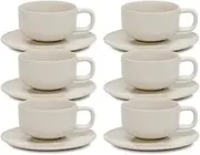 salt&pepper Hue Tea Cups & Saucers 200mL Set of 6 Stone White
