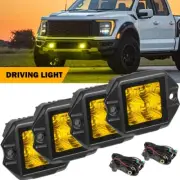 4x AUXBEAM 3.5" Yellow Flush Mount LED Cube Pods Offroad Ditch Fog Driving Light