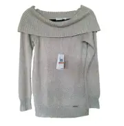 MICHAEL KORS Khaki Hologram Sparkle Sequins Sweater Top Small - $140