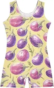 [FRODOTGV] Cute Eggplants Girls' Gymnastics Leotards Kids Tumbling Dance Outfit for Gymnastics, Training, Yoga