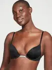 Victoria's Secret Pure Black 38DD Bare Plunge Convertible Shine Push Up Bra