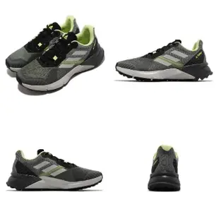 【adidas 愛迪達】越野跑鞋 Terrex Soulstride 男鞋 黑灰 綠 路跑 登山 耐磨 運動鞋(GZ9034)