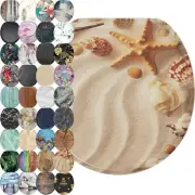 Decorative Round Toilet Seat with Soft Close – Adjustable Hinges & Artful Design