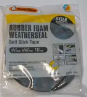 FROST KING RUBBER FOAM WEATHERSEAL SELF STICK TAPE, BLACK (R534) - MADE IN USA