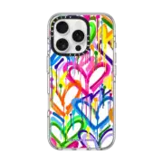 iPhone 16 Pro Clear Case MagSafe Compatible Neon Layered Graffiti Hearts by Corey Paige Designs