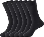 [J-BOX] Men's Cotton Crew Socks-Wicking Black Dress Socks, Anti-Odor&Breathable for Business/Casual, Size 9-15
