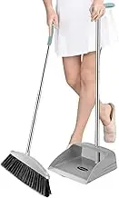 Dustpan and Broom Combo,Cleaning Supplies | Broom Dustpan Combo, Stand-Up Dustpan, Standing Dustpan for Indoor & Outdoor, Long Handle Broom with Upright Dustpan, Lobby Broom Puchen