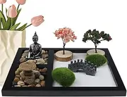Desktop Zen Garden - Sand Garden Meditation Crafts Miniature Japanese Accent,Tabletop Meditation Zen Decor for Entryway, Home Living Room, Business Workplace