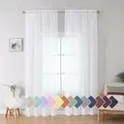 White Sheer Curtains 84" 2 Panels Set Light Filtering Rod Pocket Window Curtains