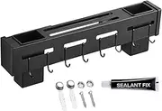 NZBZHHZGPL Anti Rust Restaurant Durable Easy Install With Hook Utensil Storage Space Save Home Knife Holder Rack Self Adhesive Wall Mounted Wall mounted kitchen rack(Black)