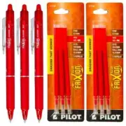 Pilot FriXion Clicker Retractable Gel Ink Pens, Eraseable, Fine Point 0.7mm, Red
