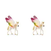 2x Schleich 7.1'' Winged Rainbow Unicorn Foal Animal Action Figure Kids Toy 3-8y