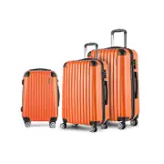 Wanderlite 3pc Luggage Trolley Travel Set Suitcase Carry On TSA Lock Hard Case Lightweight Orange