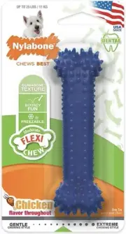 2 Pk Nylabone Moderate Chew FlexiChew Dental Dog Chew Toy Up To 25lbs Chicken