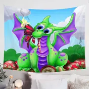 Cute Kids Mushroom and Dragon Tapestry