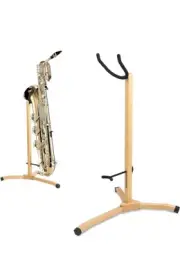 Saxophone Stand for Baritone/Tenor Saxophones, Wooden Sax Floor Stand Holder