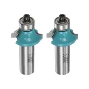 2pcs Roundover Router Bit 1/2 Shank 1/4" Radius Carbide Tip with Bearing Cyan