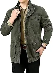 [UKTZFBCTW] Military Jacket Men Spring Autumn Cotton Multi-pocket Casual Tactical Jackets Male