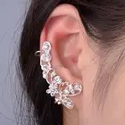 Ear Cuff Silver Butterfly Earring Crystal Crawler Flower Wrap Clip Stud helix