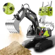 HJ Models 689-714A 1/16 2.4G 16CH RC Car Excavator Engineering Vehicles Alloy Bucket Digging 680° Rotation Spray LED Lig