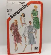 1980s Simplicity 5530 Ladies Shirtdress Dress Tie Collar Sewing Pattern Size 16