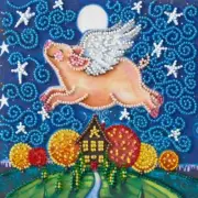 Mini Bead embroidery kit Flying pig DIY Embroidery Kit beadwork pattern