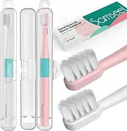 Samseel Sonic Electric Toothbrush (2-Pack, White and Pink) Lasting for 90 Days Travel Essential Waterproof Portable Mini Design for Daily Oral Care Business Travelling and Holiday Use