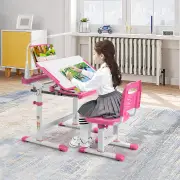 CostwayHome School Children Desk and Chair Set for Boys and Girls-Pink