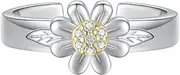 [Zepmais] Adjustable Daisy Flower Toe Rings for Women 925 Sterling Silver-Boho Summer Beach Mid Finger Toe Rings Foot Jewelry