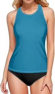 [ODAWA] High Neck Swimsuit Cerulean Quick Dry Tankini Top, Halter Swimsuits for Women