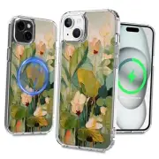 Magnetic Clear Case for Flower Printing Pattern Design for iPhone 15 Pic 8